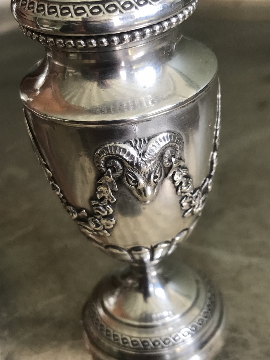 Paire de saupoudreuses en argent de style Louis XVI-photo-2