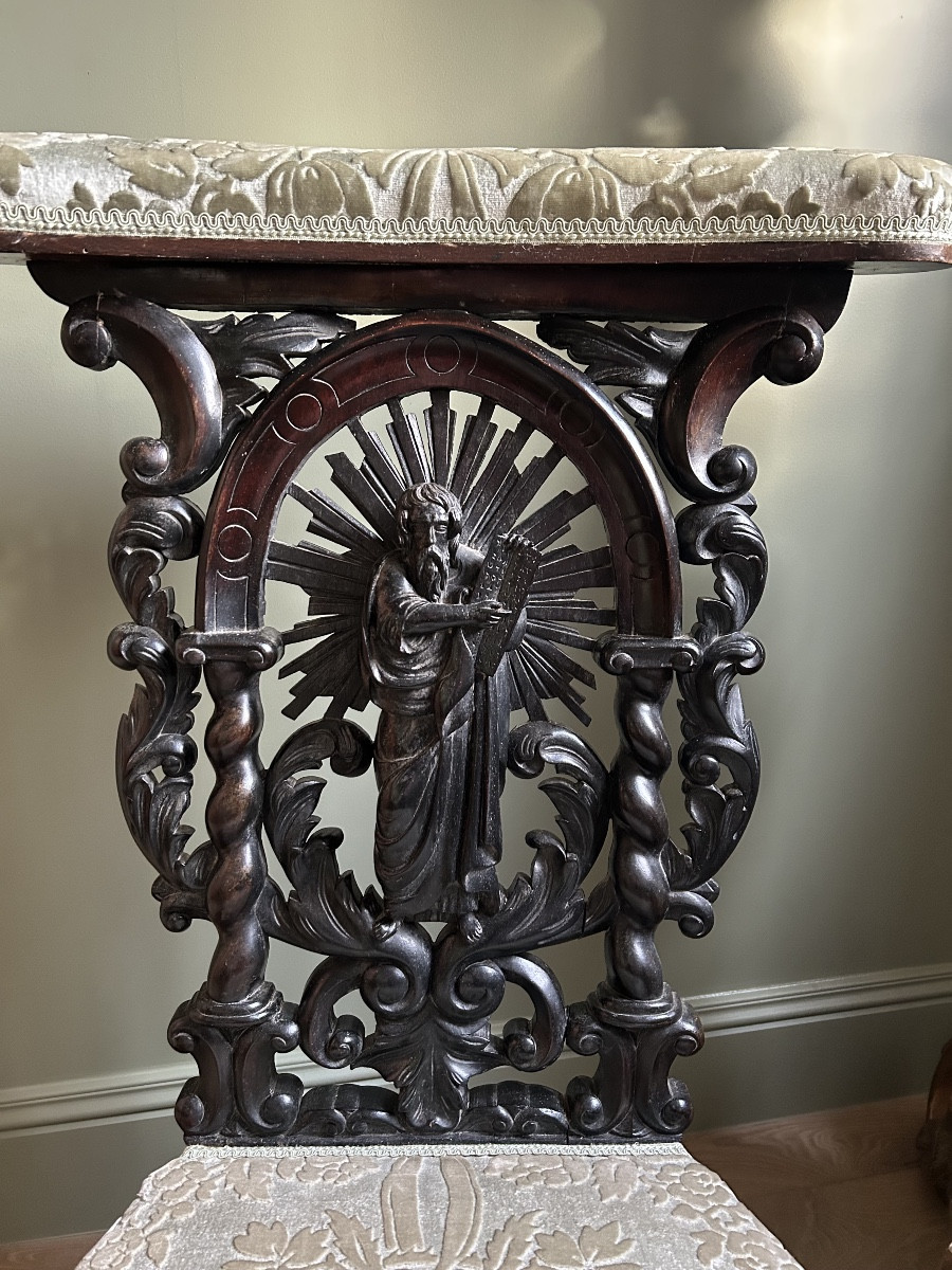 Prie Dieu en bois sculpté et laqué noir Époque Napoléon III-photo-2