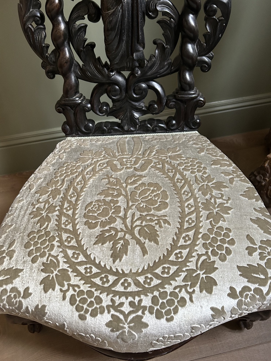 Prie Dieu en bois sculpté et laqué noir Époque Napoléon III-photo-3