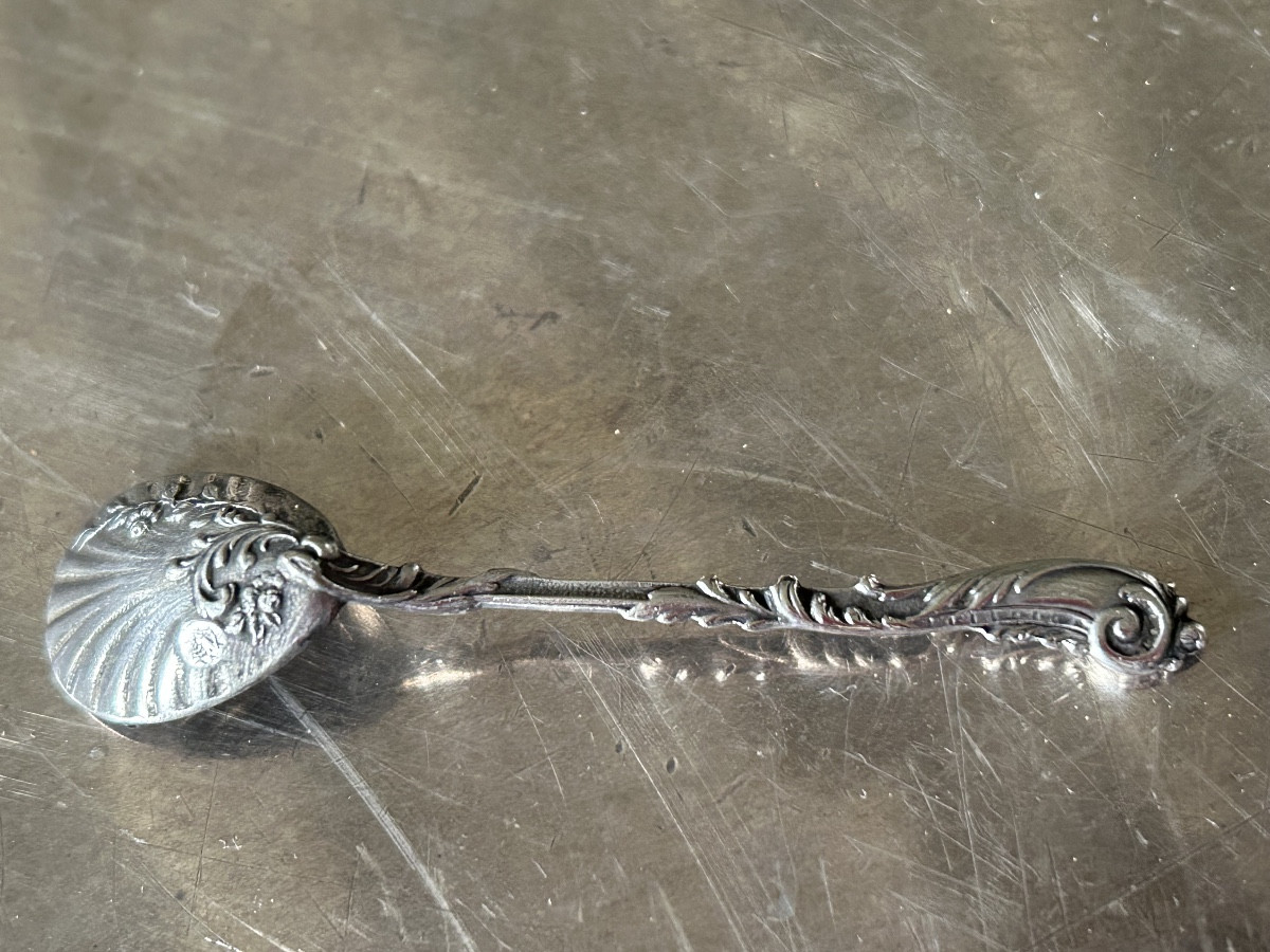 Paire de salerons ou salières en argent style Rocaille époque fin XIX ème siècle-photo-2