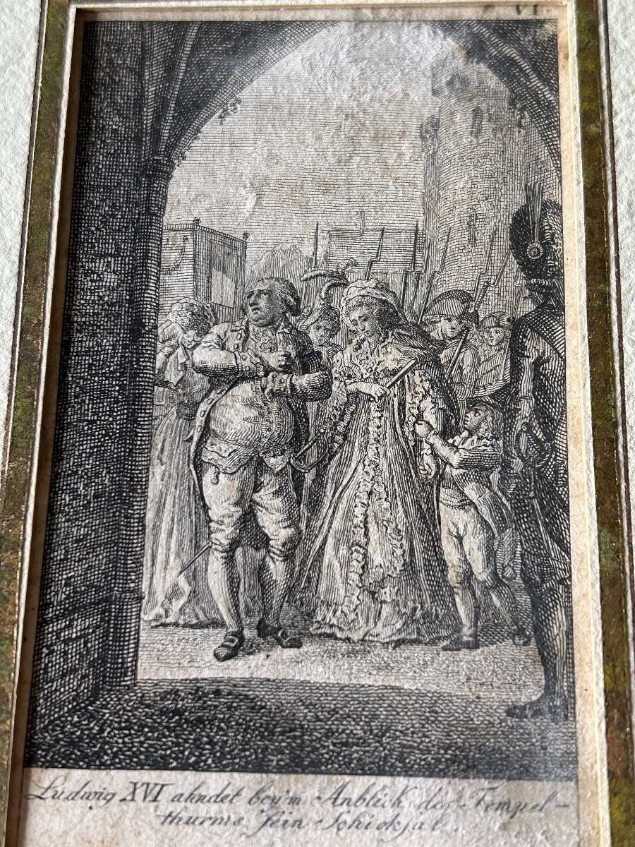 Suite de 4 gravures arrestation , jugement et exécution de Louis XVI 1792 1793 Allemagne-photo-2