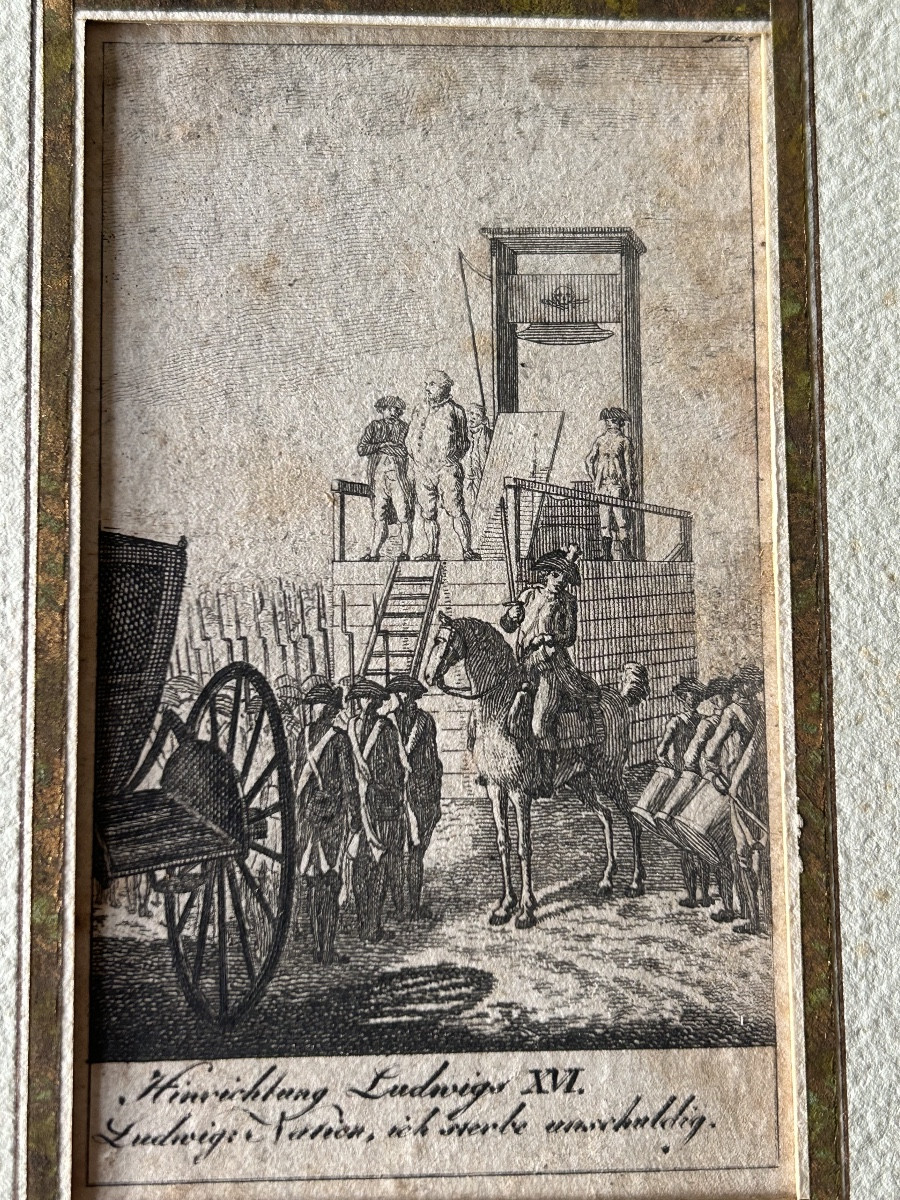 Suite de 4 gravures arrestation , jugement et exécution de Louis XVI 1792 1793 Allemagne-photo-1