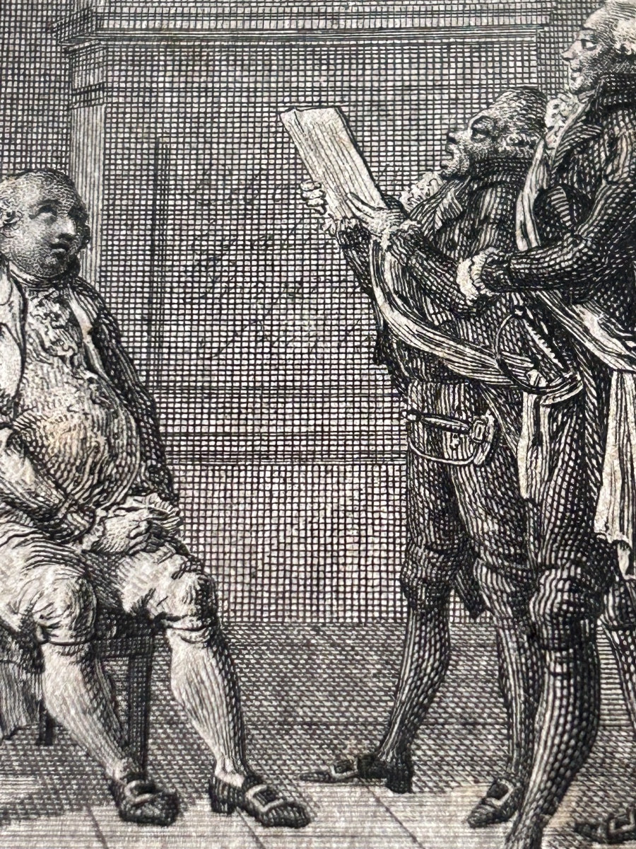 Suite de 4 gravures arrestation , jugement et exécution de Louis XVI 1792 1793 Allemagne-photo-3