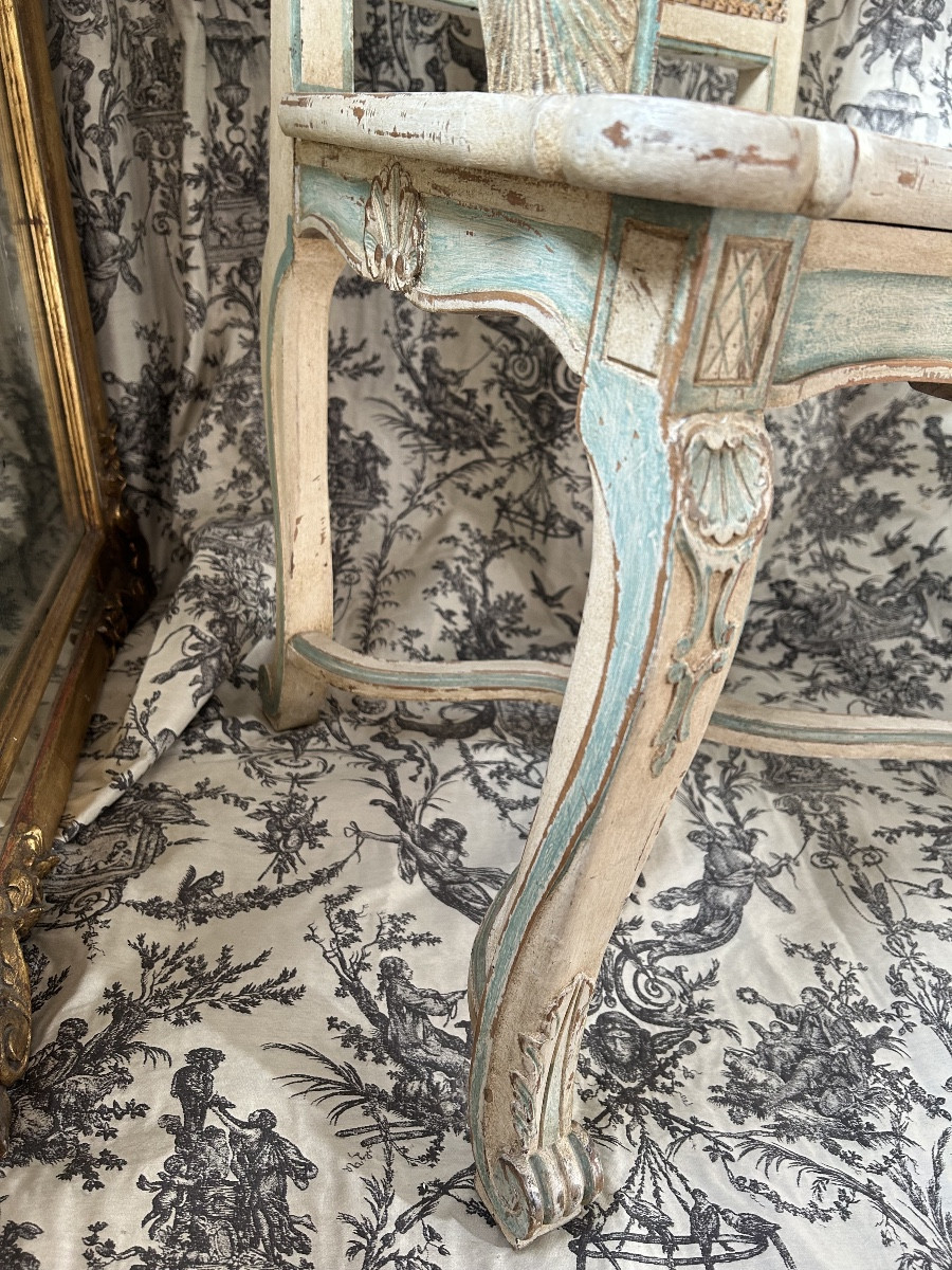 Fauteuil canné de style Régence /Louis XV-photo-4
