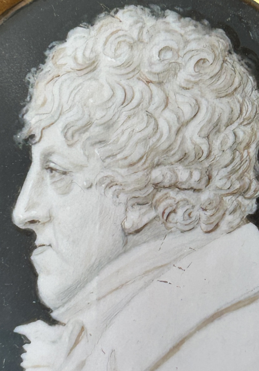 Oval Miniature In Grisaille, Consulate Period, Surrounded By -photo-3