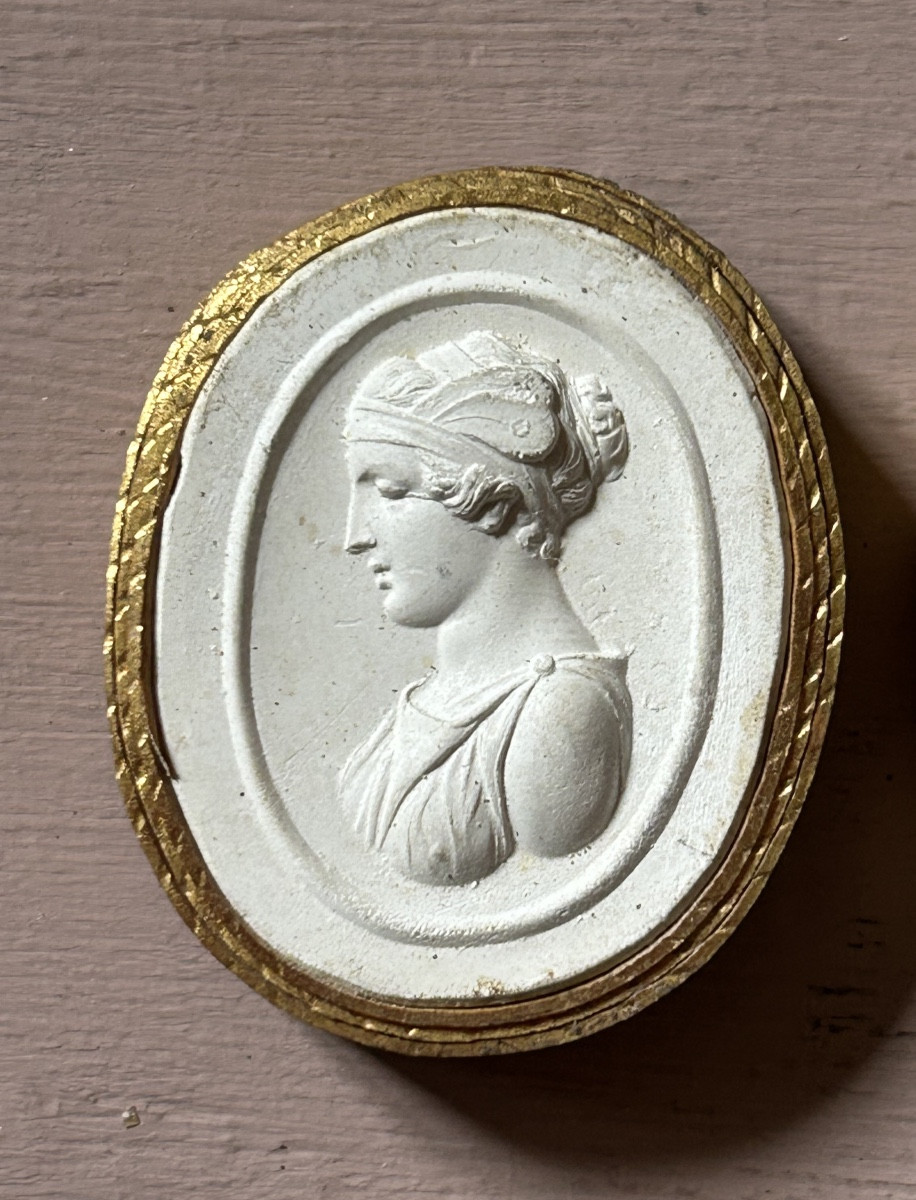 Set Of 7 Plaster Impressions , Intaglios Late 18th Century Early 19th Century-photo-1