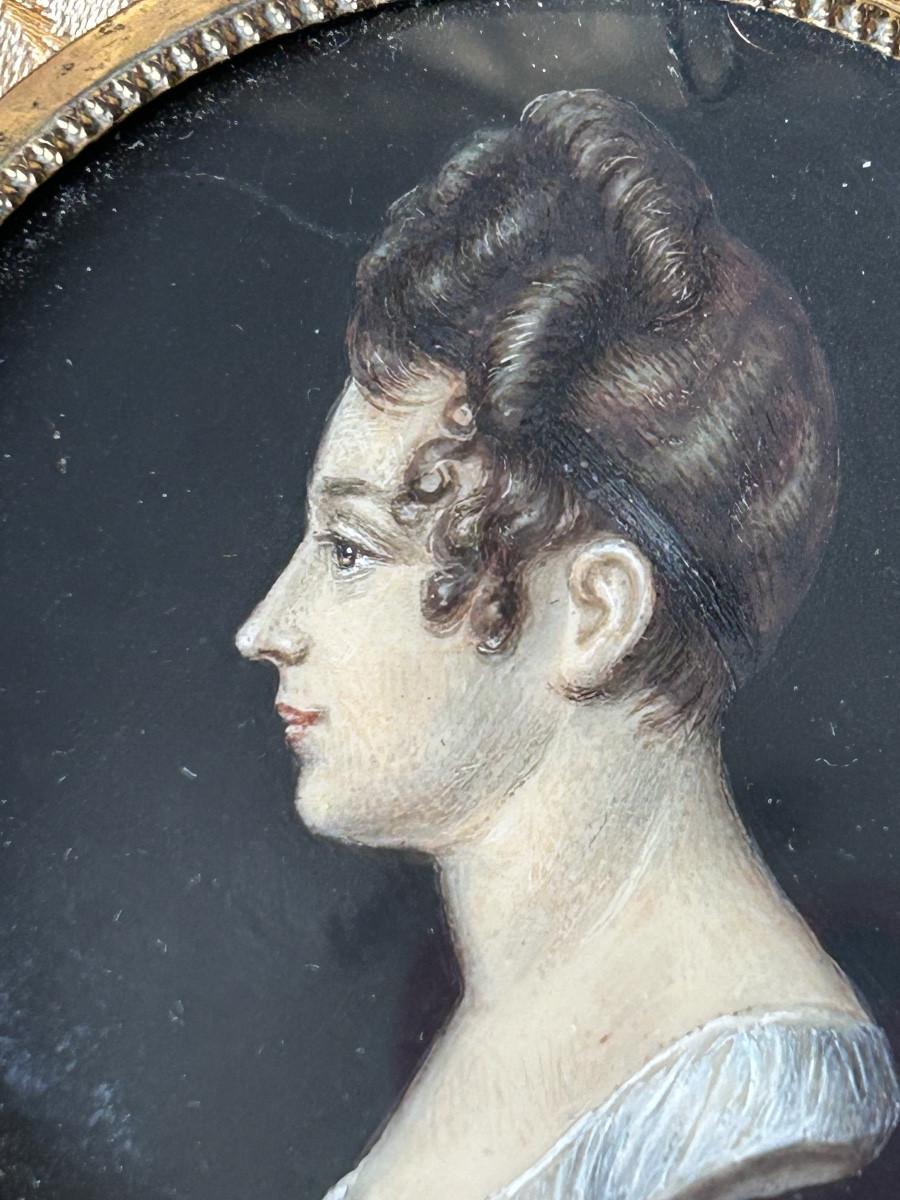 Peinture sur ivoire portrait de l’actriceCaroline Jagermann d après Charles Bourgeois vers 1798-photo-2