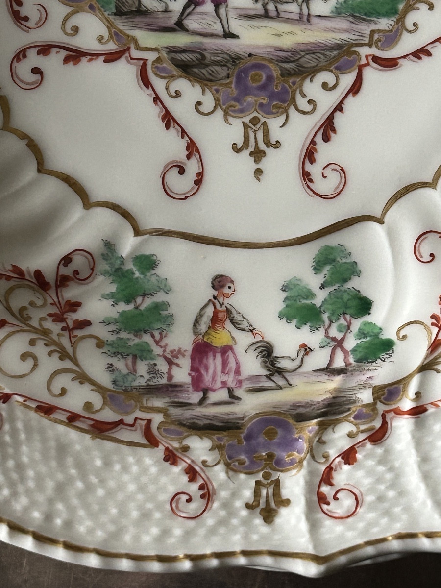 Onze assiettes en porcelaine d’après Meissen ,Manufacture Samson XIX ème siècle-photo-3