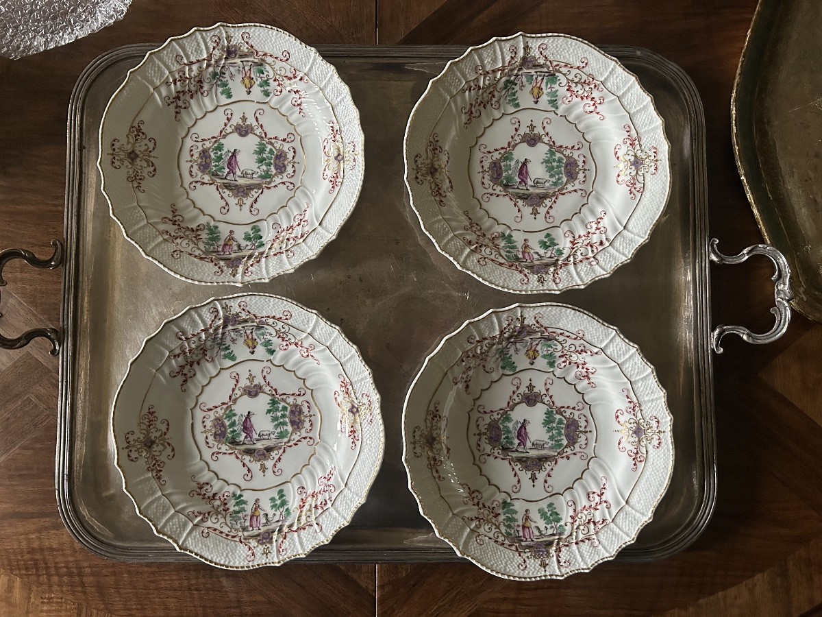 Onze assiettes en porcelaine d’après Meissen ,Manufacture Samson XIX ème siècle-photo-3
