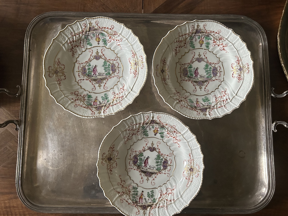 Onze assiettes en porcelaine d’après Meissen ,Manufacture Samson XIX ème siècle-photo-4