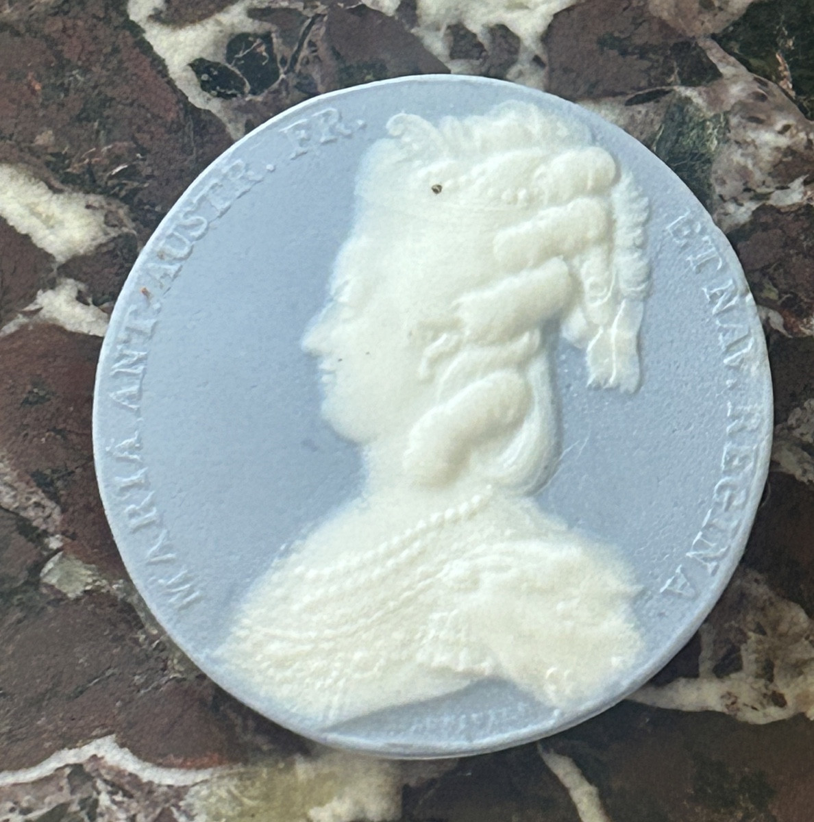 Petit médaillon en biscuit de porcelaine de Sèvres portrait de Marie Antoinette par Duvivier