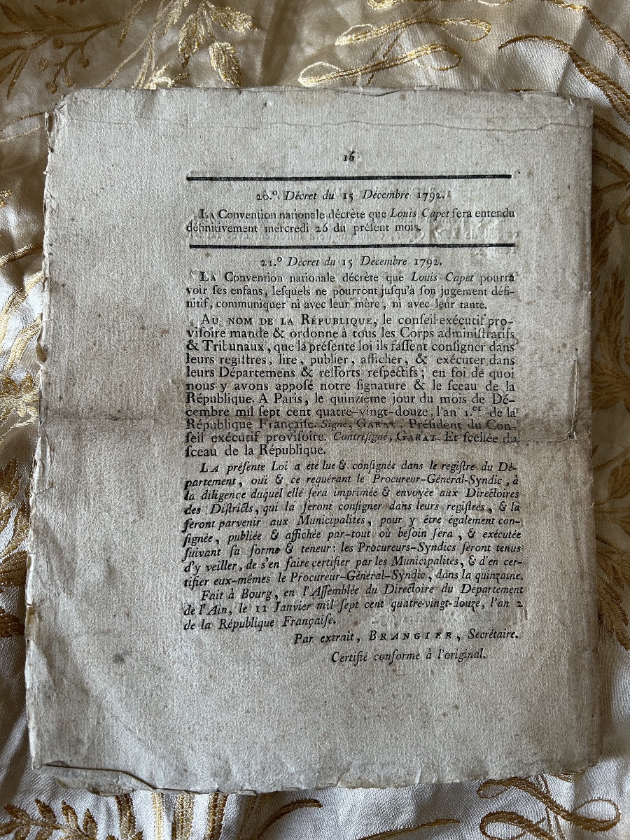 Procès de Louis XVI décrets de la Convention Nationale et Résultat du Conseil d’Etat du Roi -photo-2