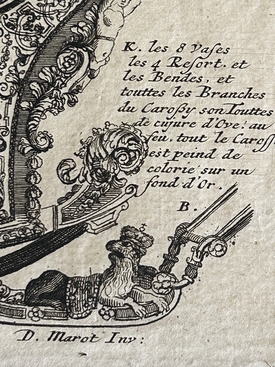 Gravure Du Carrosse de cérémonie de Guillaume III d’Orange –Daniel Marot 1698-photo-3