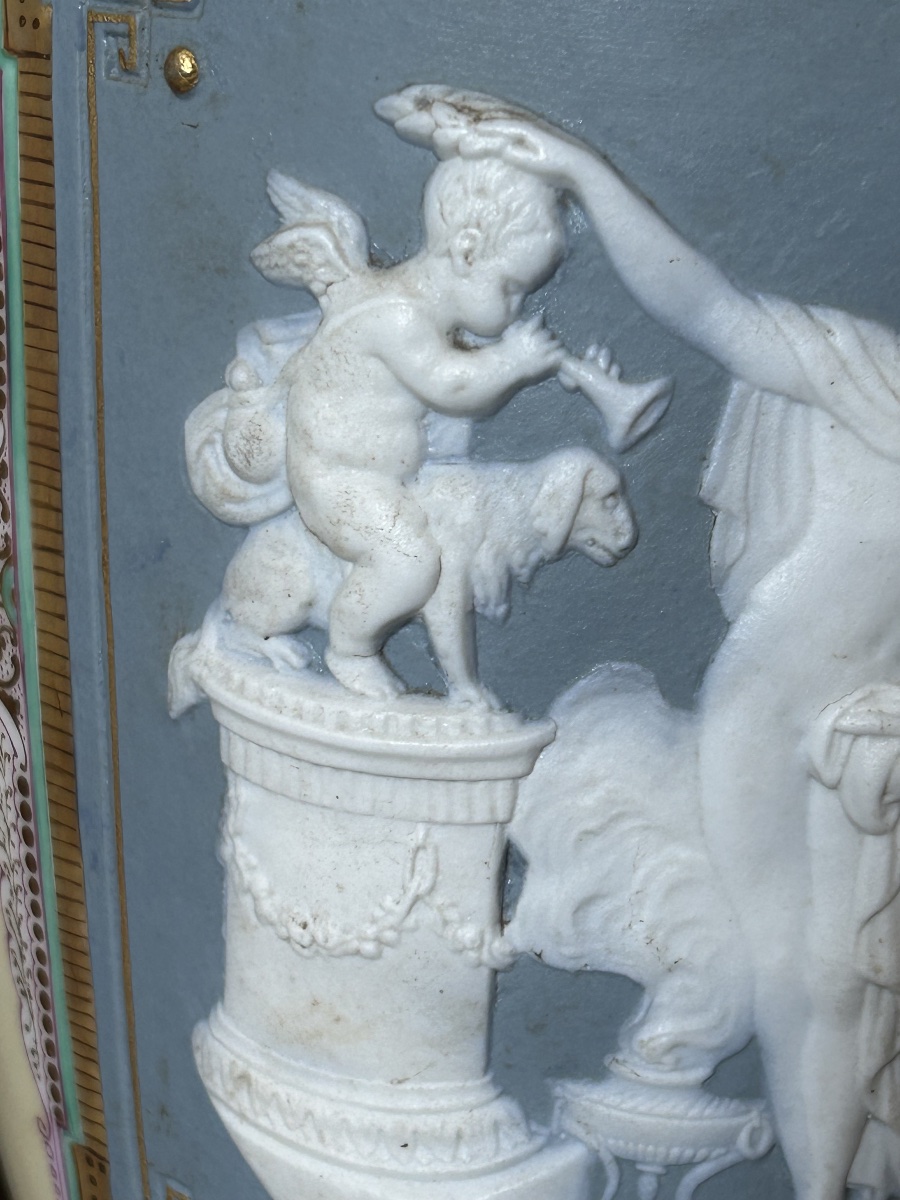 Pair Of Porcelain Vases With Neoclassical Decoration Inspired By Wedgwood Reliefs, Circa 1890-photo-3