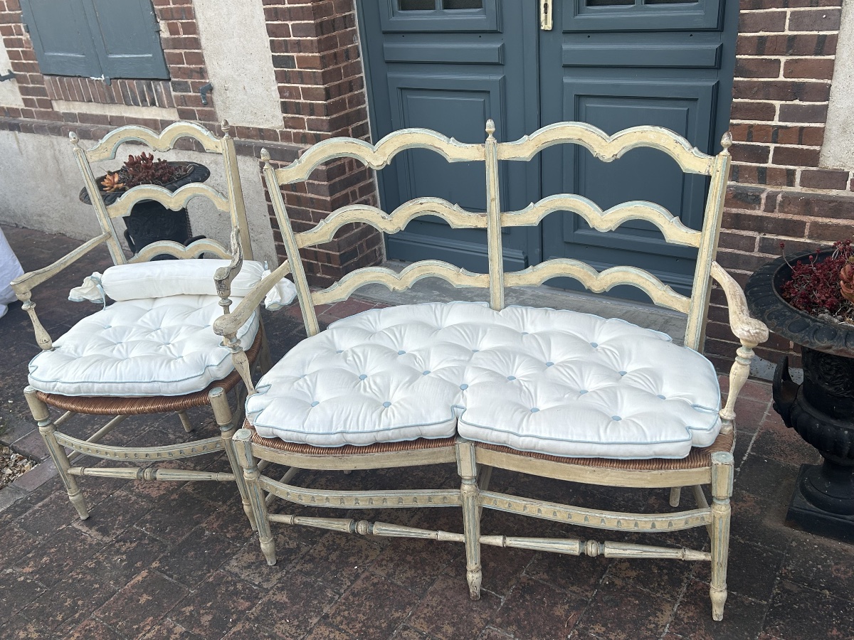 Radassier et fauteuil paillé provençal fin XIX ème siècle 