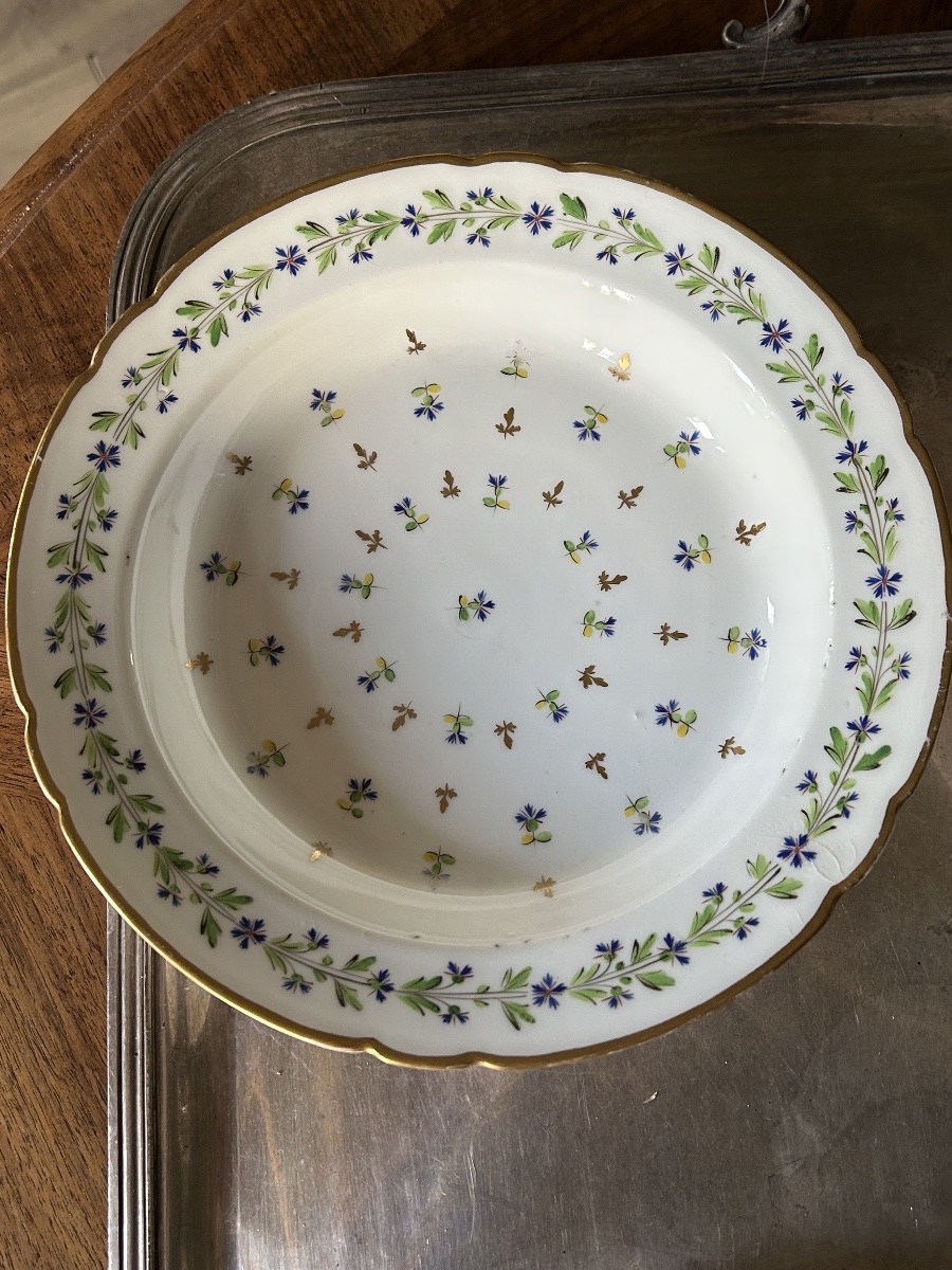 Set Of 4 Paris Porcelain Plates Attributed To The Manufacture De La Reine, Circa 1790-photo-2
