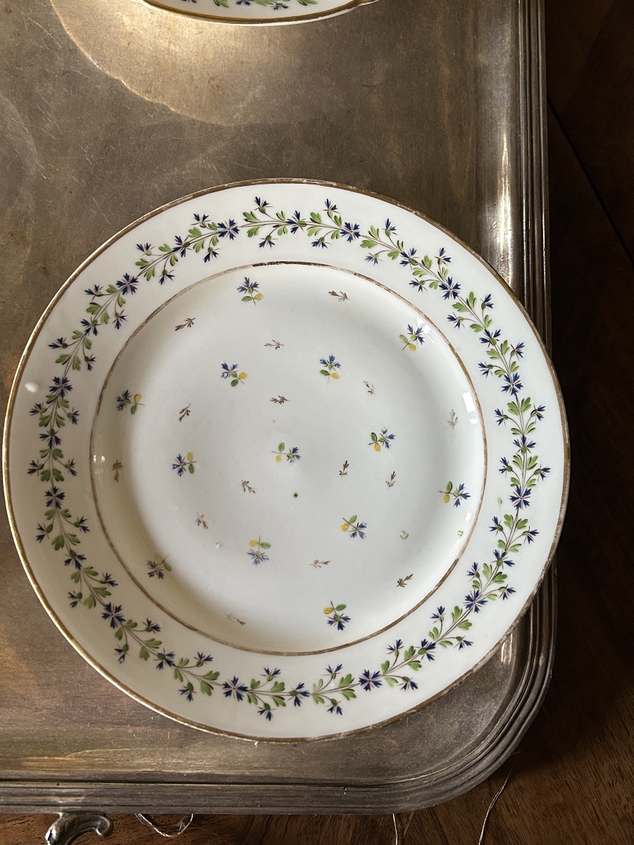 Set Of 4 Paris Porcelain Plates Attributed To The Manufacture De La Reine, Circa 1790-photo-4