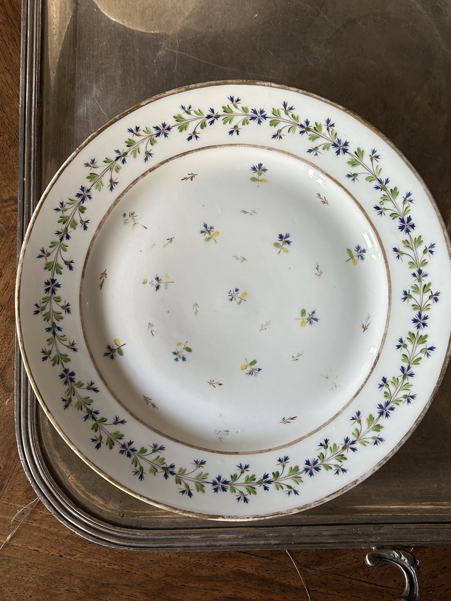 Set Of 4 Paris Porcelain Plates Attributed To The Manufacture De La Reine, Circa 1790-photo-1