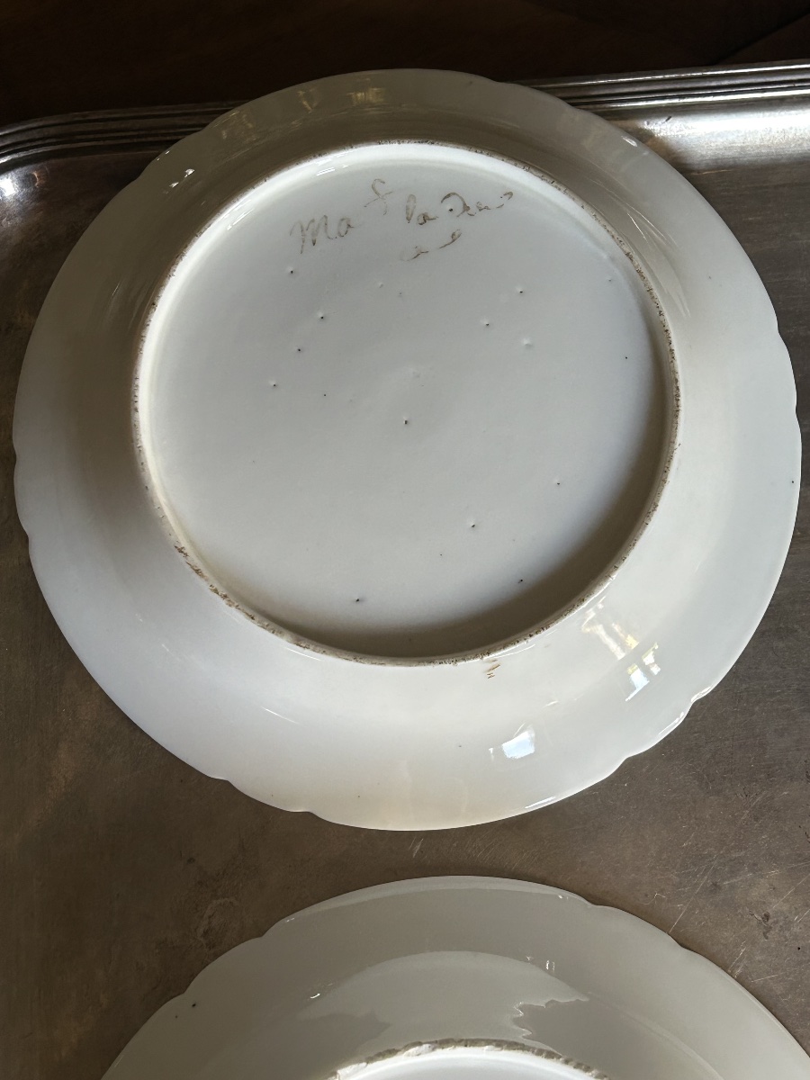 Set Of 4 Paris Porcelain Plates Attributed To The Manufacture De La Reine, Circa 1790-photo-4