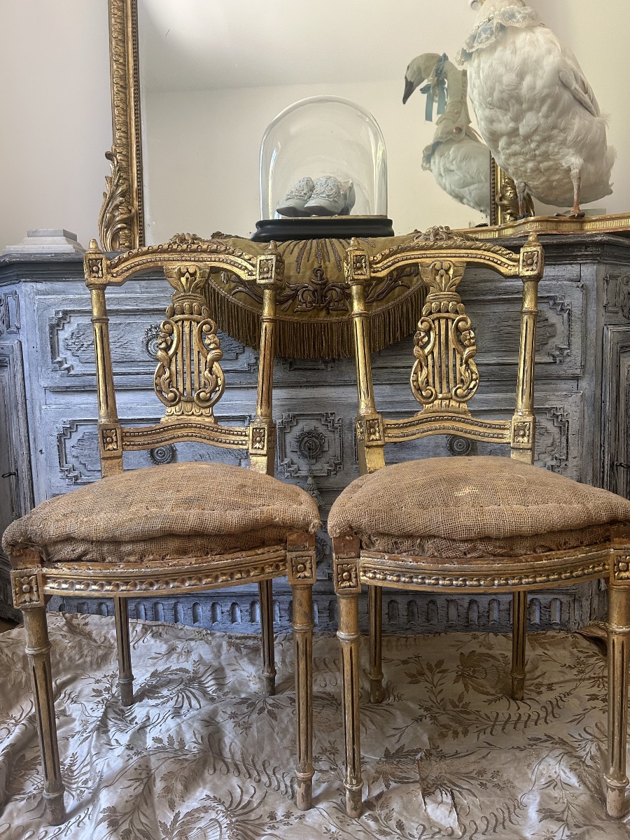 Pair Of Small Louis XVI-style Theater Chairs 