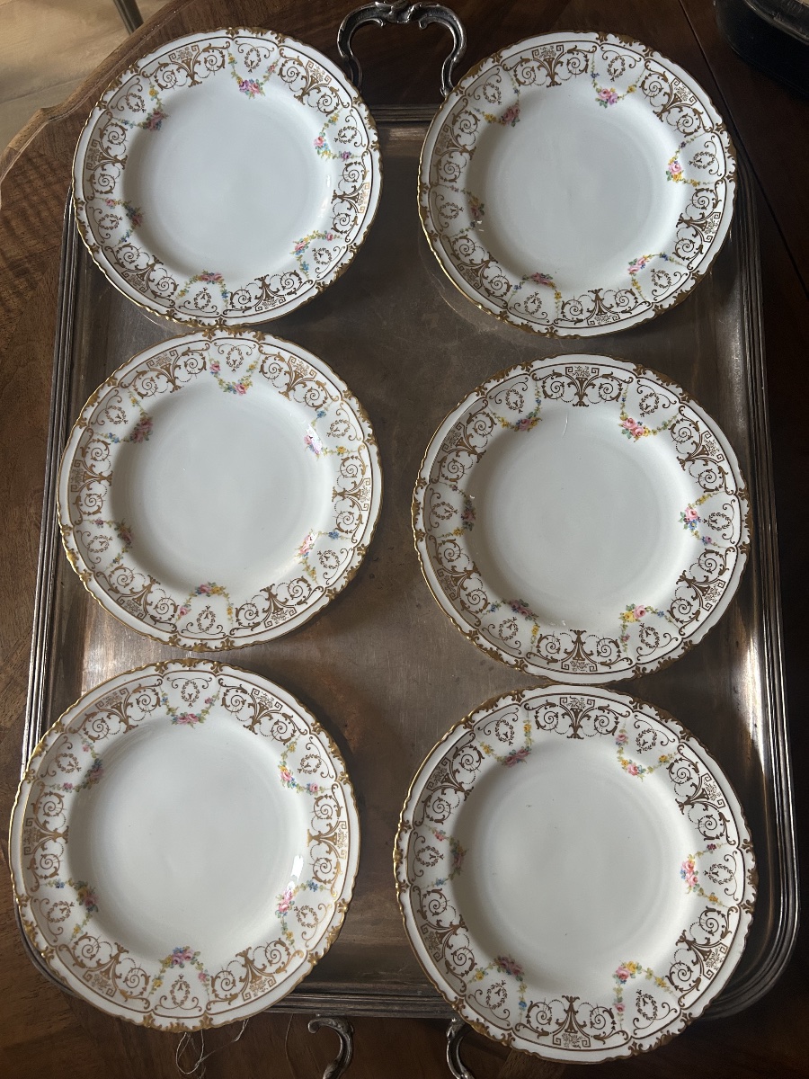 Set Of Six Royal Crown Derby Porcelain Plates For Tiffany Ny, Late 19th Century -photo-2