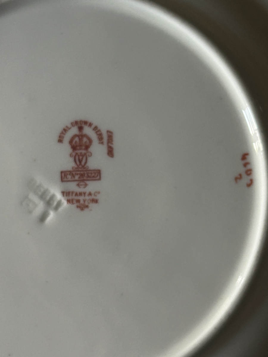 Set Of Six Royal Crown Derby Porcelain Plates For Tiffany Ny, Late 19th Century -photo-1