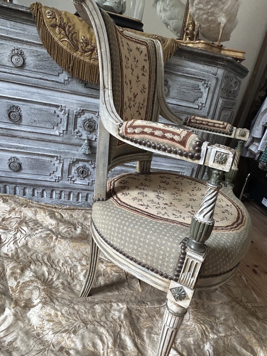 Fauteuil de cabinet ou de bureau d’époque Directoire vers 1795 1799-photo-2
