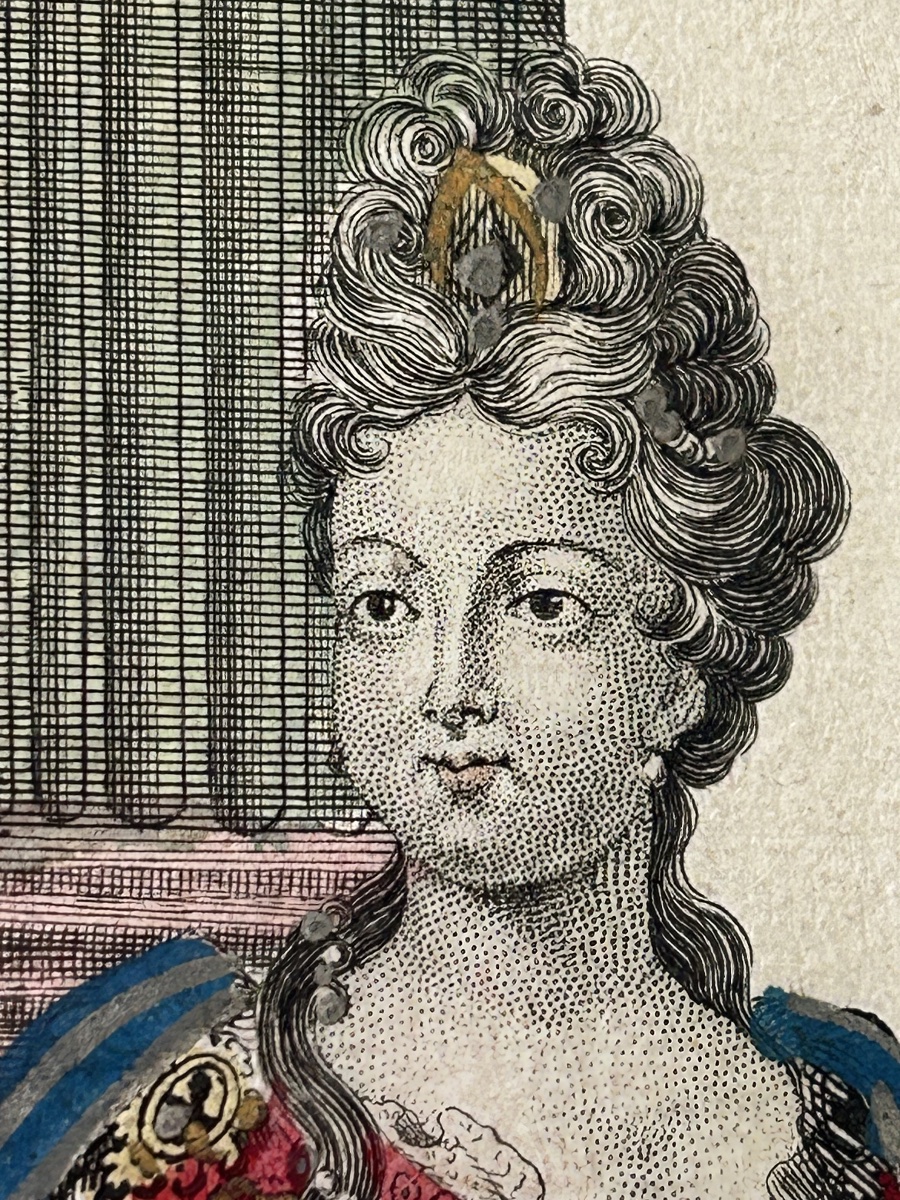 Portrait Of The Duchess Of Berry, A Fashion Engraving From The Louis XIV Era-photo-2