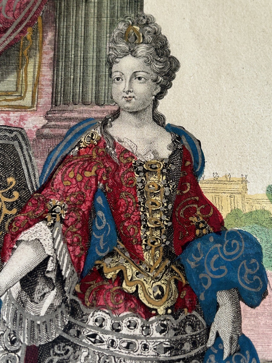 Portrait Of The Duchess Of Berry, A Fashion Engraving From The Louis XIV Era-photo-1