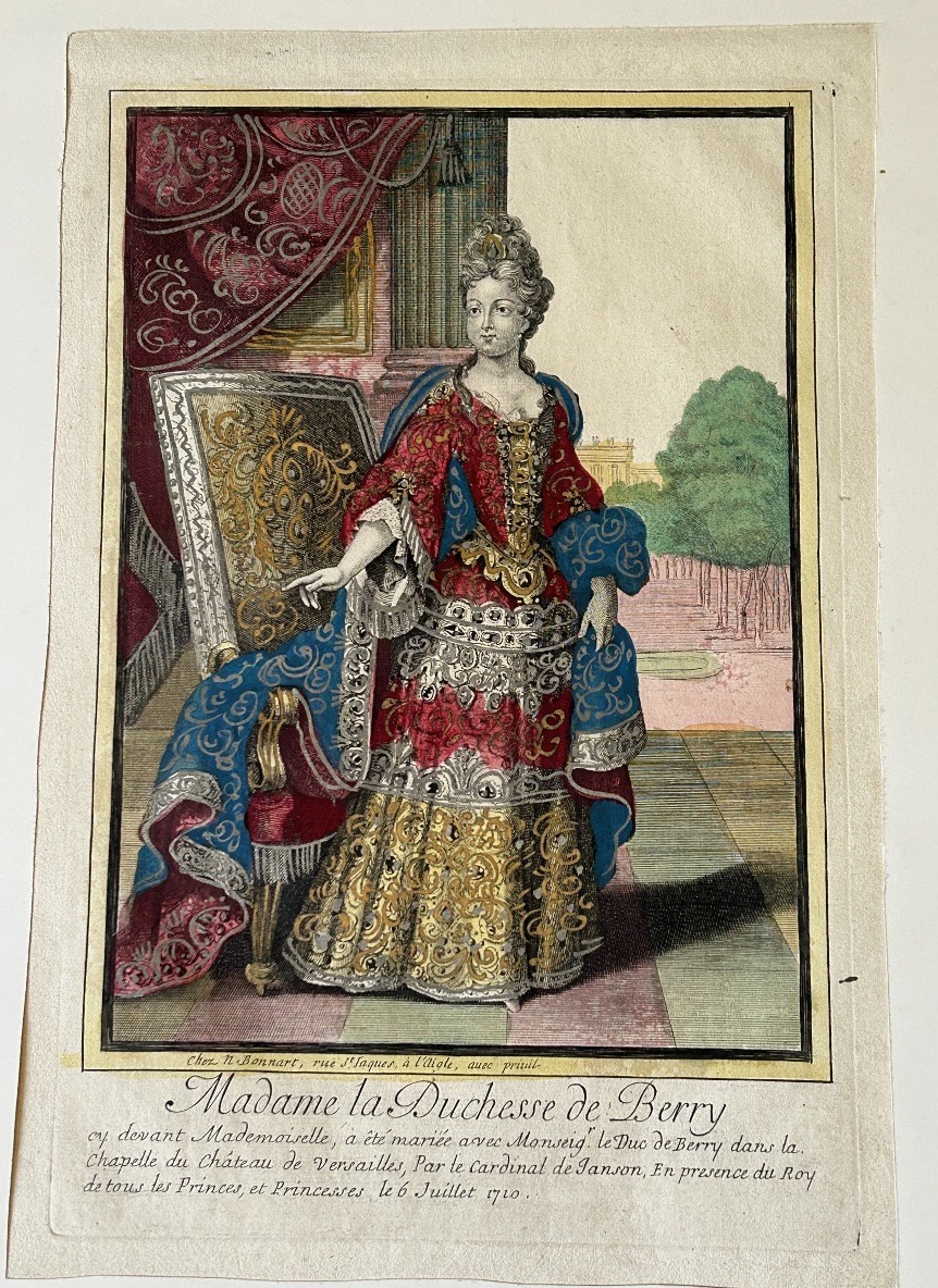 Portrait Of The Duchess Of Berry, A Fashion Engraving From The Louis XIV Era