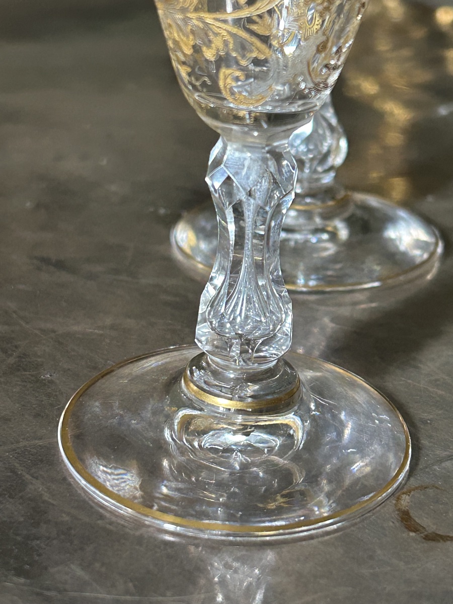 Ensemble de 4 verres à vin Cristallerie de Saint Louis Epoque fin du XIX ème siècle -photo-2