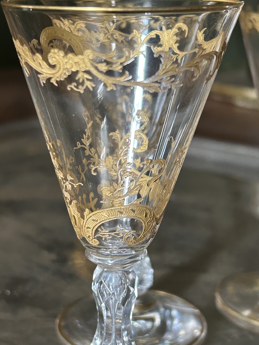 Ensemble de 4 verres à vin Cristallerie de Saint Louis Epoque fin du XIX ème siècle -photo-3