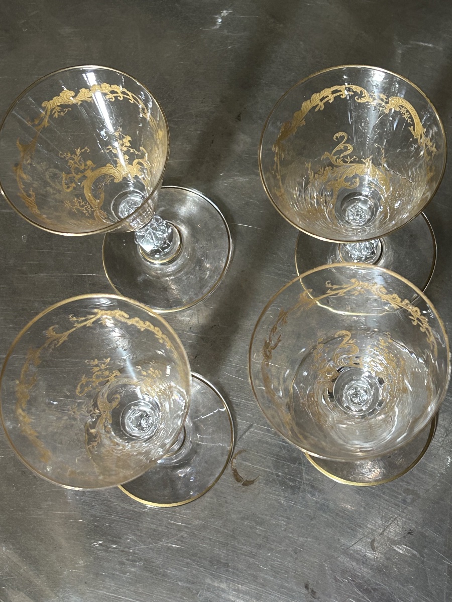 Ensemble de 4 verres à vin Cristallerie de Saint Louis Epoque fin du XIX ème siècle -photo-1