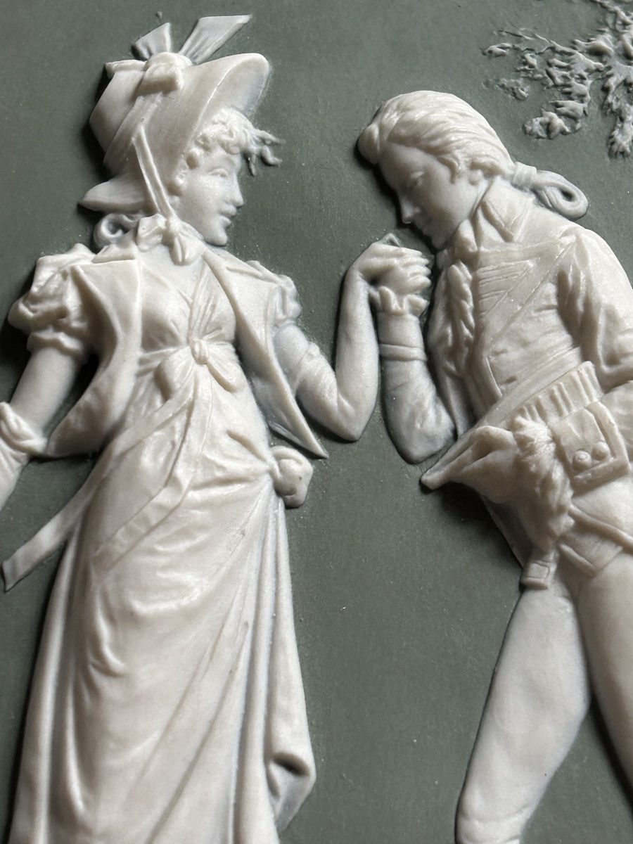 Porcelain Bisque Plate In The Style Of The Wedgwood Manufactory, Late 19th Century-photo-2