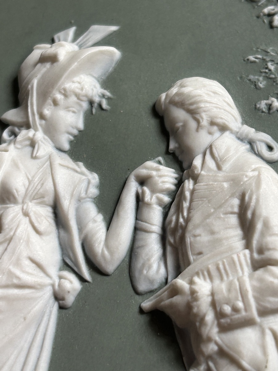 Porcelain Bisque Plate In The Style Of The Wedgwood Manufactory, Late 19th Century-photo-3