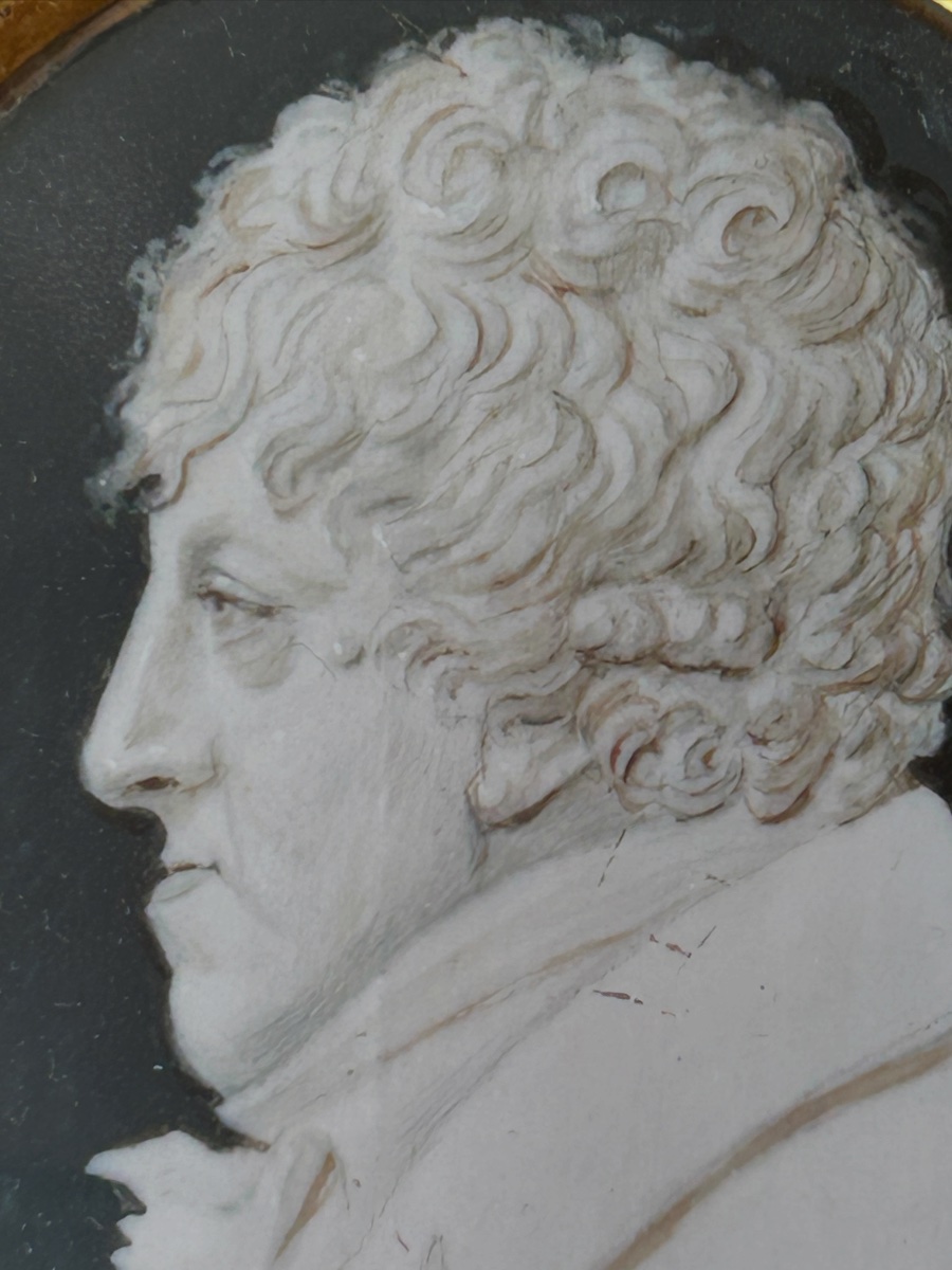 Miniature Portrait de profil d’un Incroyable sous le Directoire entourage d’Isabey vers 1795-photo-3