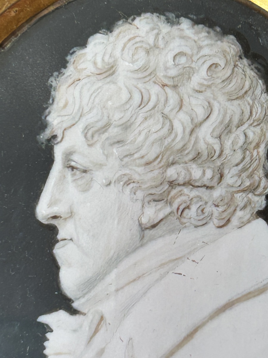 Miniature Portrait de profil d’un Incroyable sous le Directoire entourage d’Isabey vers 1795-photo-4