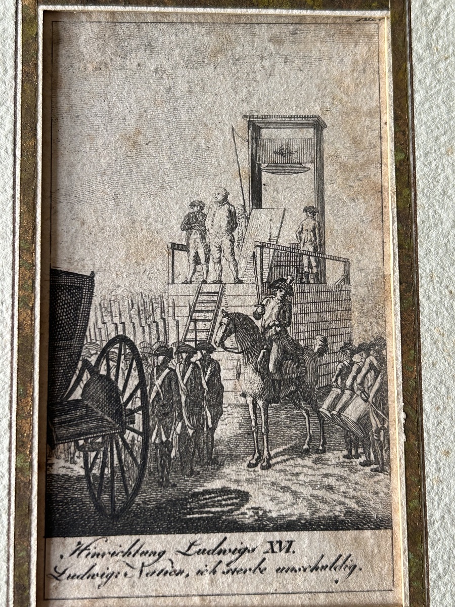 Suite de 4 gravures historiques la chute et l’exécution de Louis XVI 1792 1793-photo-1