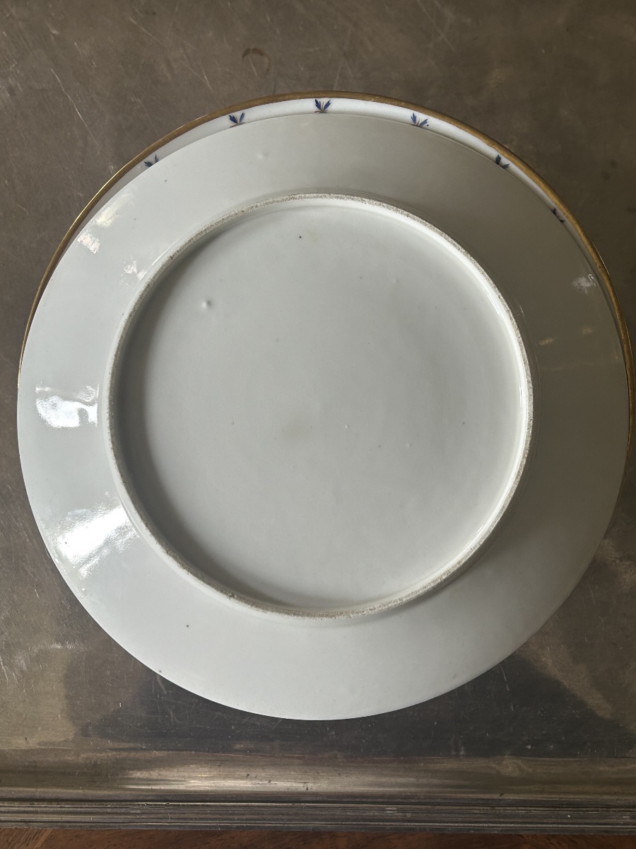 Set Of Six Porcelain Plates From The Manufacture De Monsieur (clignancourt), Louis XVI Period-photo-4