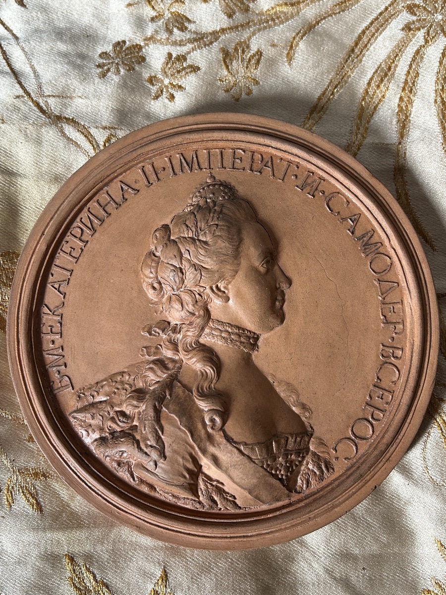 Terracotta Medallion Depicting A Profile Portrait Of Empress Catherine Ii, After Nini