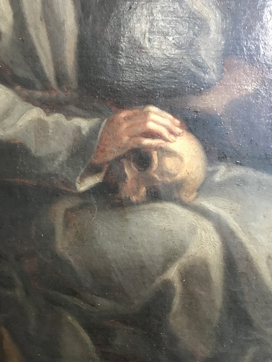 Saint François en extase conforté par un Ange musicien d’après Guido Reni XVII ème XVIII ème s.-photo-3
