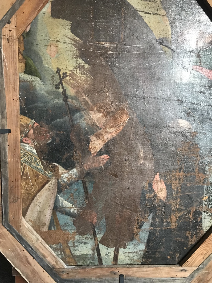 Saint François en extase conforté par un Ange musicien d’après Guido Reni XVII ème XVIII ème s.-photo-4