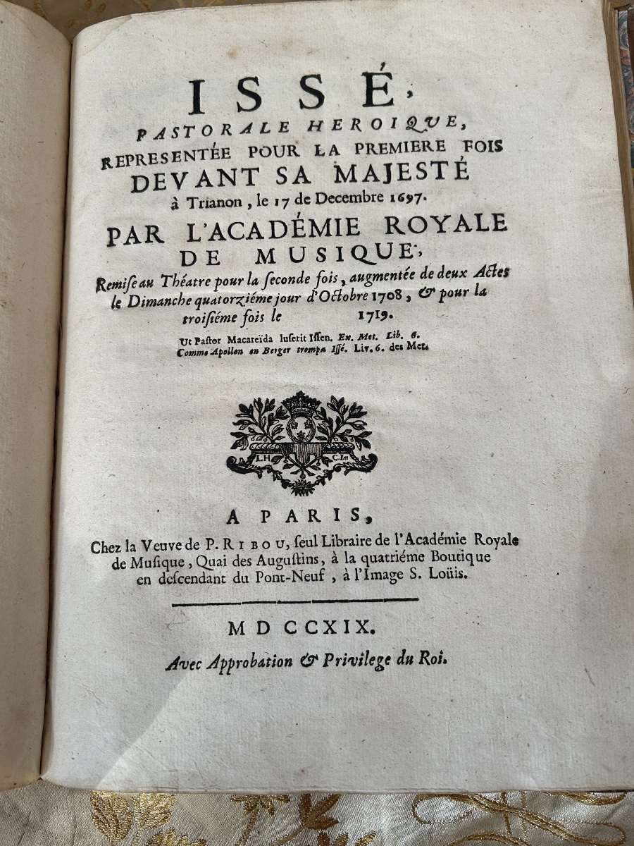 Livret de l’opéra Issé de André Cardinal Destouches 1719 