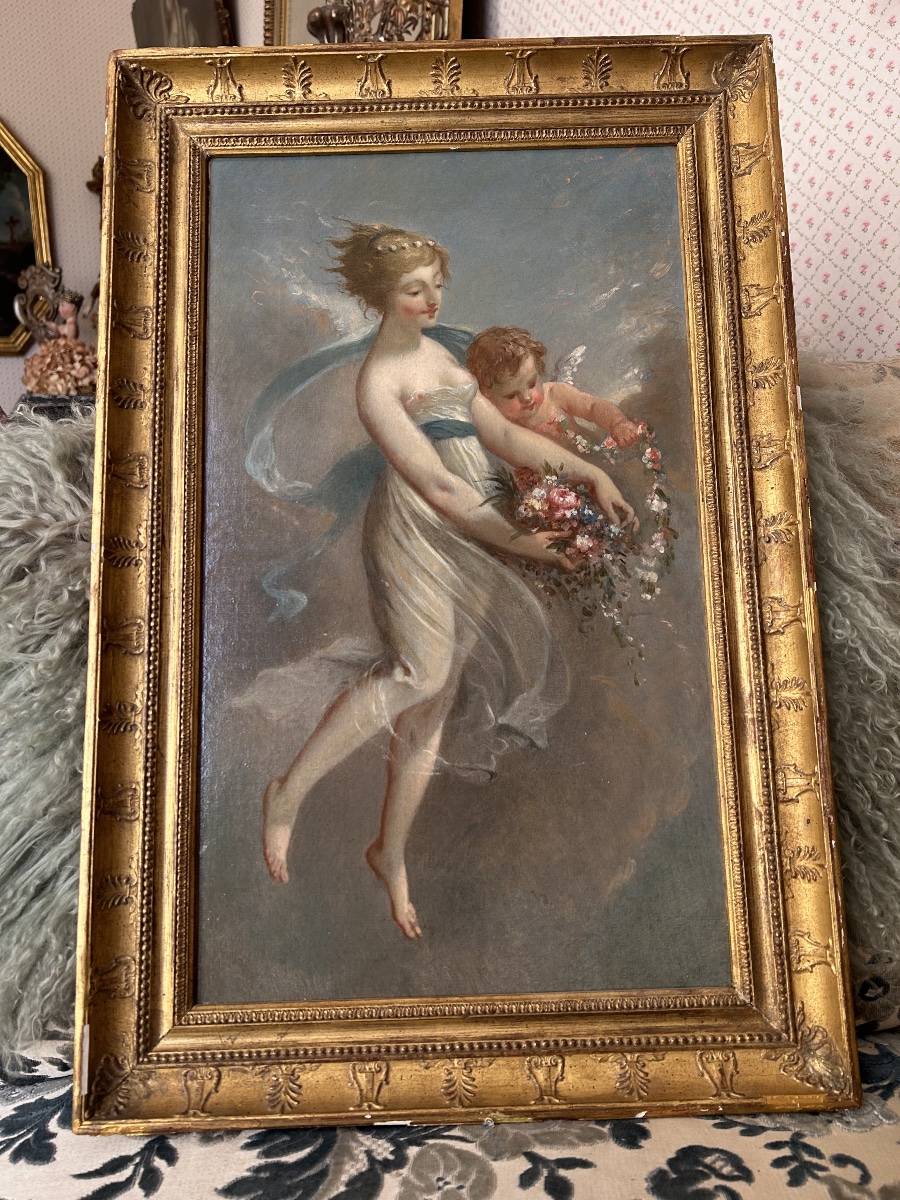 Nymphe et Amour allégorie du Printemps suiveur de Pierre Paul Prudh’on décor Hôtel de Lannoy
