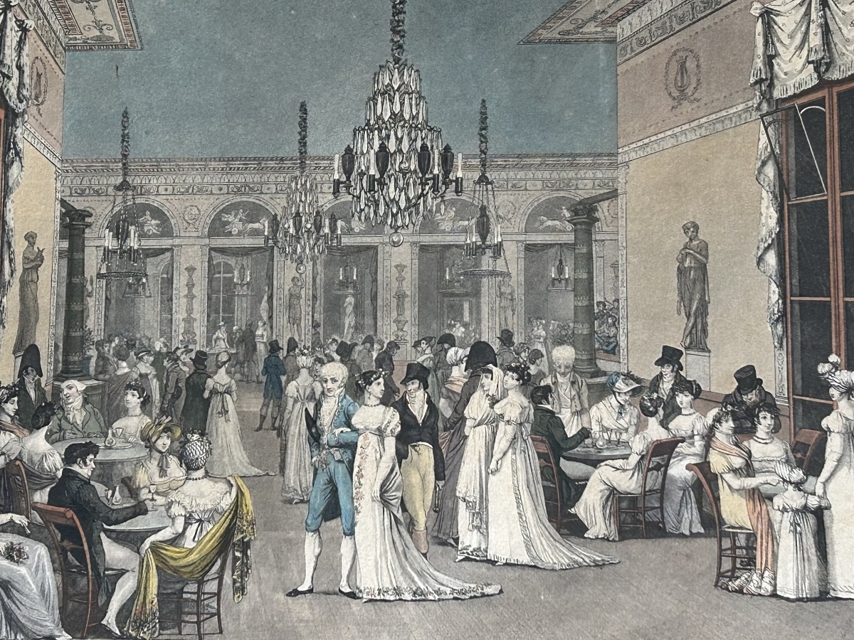 Le Glacier Frascati sous le Premier Empire 1807 gravé par  Philibert Louis Debucourt