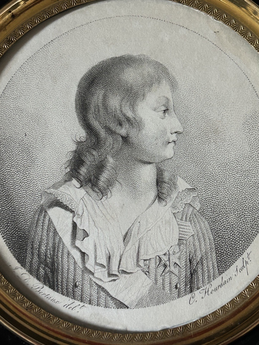 Portrait de Louis XVII au psysionotrace par Bertaux et Hourdain Époque Révolutionnaire -photo-2