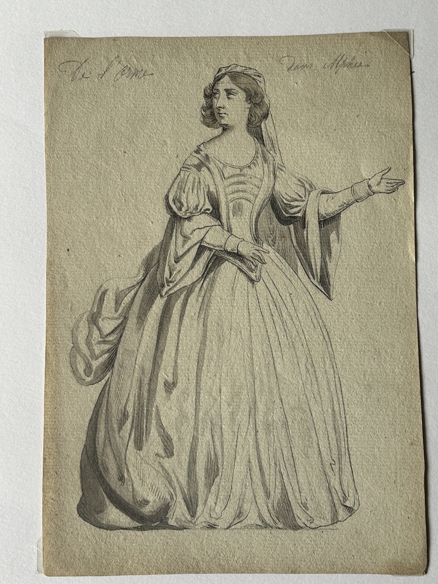Ensemble de cinq projets de costumes pour la reprise de l’opéra Alphée et Arethuse en 1772-photo-6