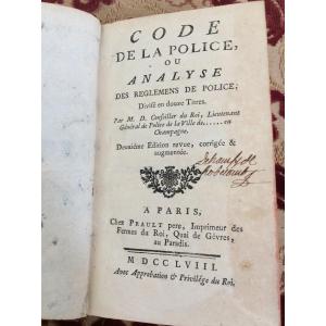 Police Code Or Analysis Of Police Regulations 1758