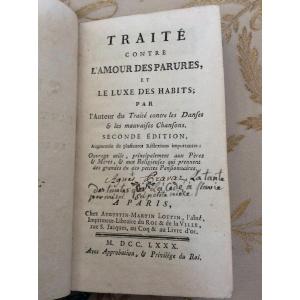 Traité Contre L’ Amour Des Parures Et Le Luxe Des Habits 1780