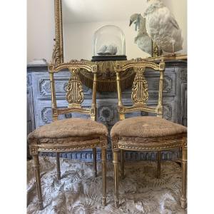 Pair Of Small Louis XVI-style Theater Chairs